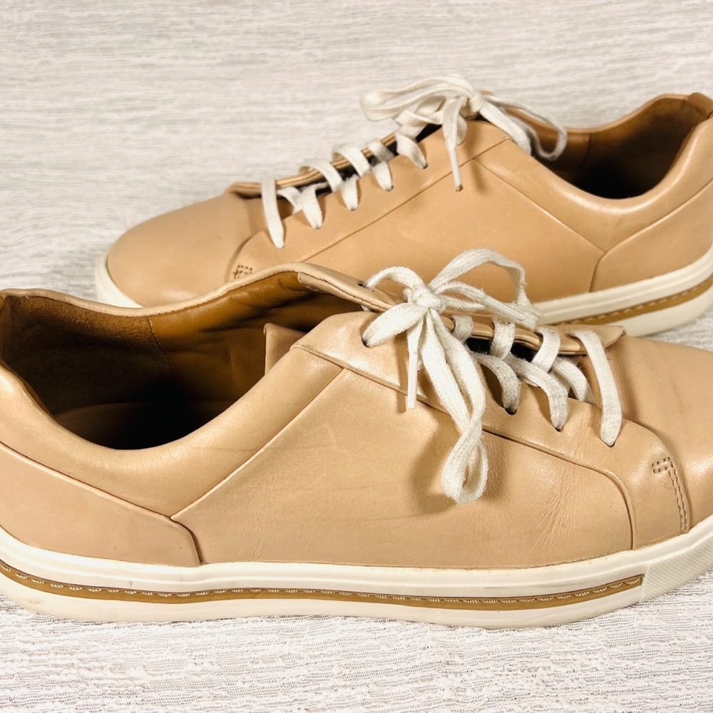Clarks Beige Leather Sneakers